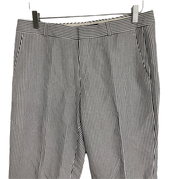 NWOT BANANA REPUBLIC Logan Pants Stripe Linen Blend Color Gray/White Work Size 8 - Picture 6 of 10